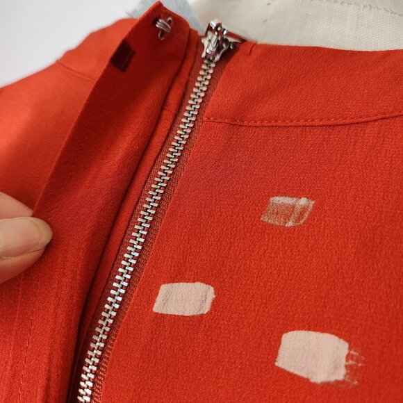 NWT Grey Jason Wu Silk Dash Tangerine Multi Mini Shift Dress Sleeveless Pocket - Picture 6 of 10
